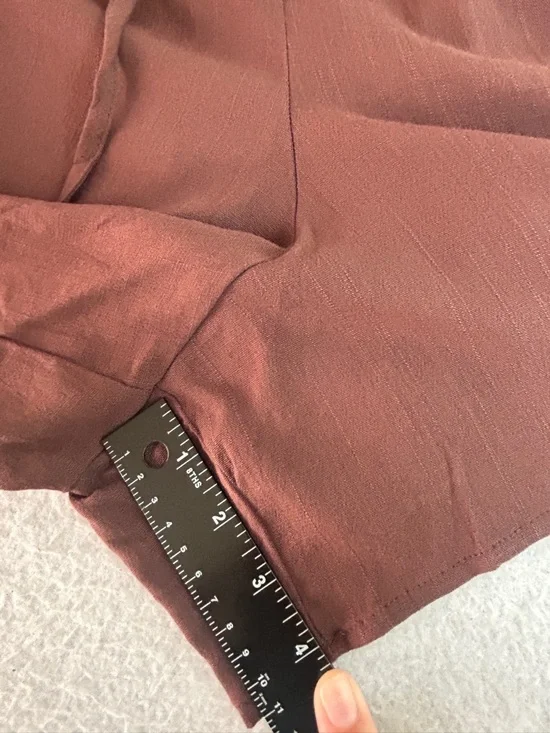 Torrid Romper Womens 3X Brown Rayon Slub Button Front V-Neck Tie Waist Pockets - Picture 14 of 16